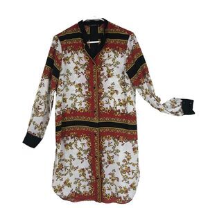 Zara Basic Japanese Style Kimono, Giesha Girl, Shirt Dress, Enamel Buttons XS